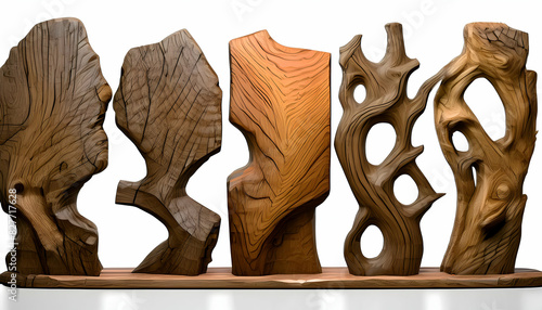 Collection plank white background sculpture nature on digital art concept.