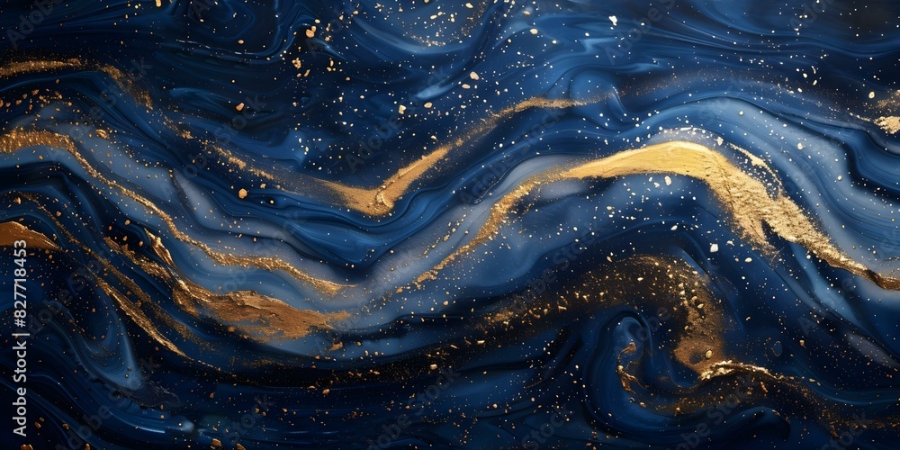 Elegant navy blue liquid swirls with gold powder luxurious wallpaper design. Concept Luxury Wallpaper, Navy Blue Swirls, Gold Powder, Elegant Design Elegant navy blue liquid swirls with gold powder luxurious wallpaper design. Concept Luxury Wallpaper, Navy Blue Swirls, Gold Powder, Elegant Design