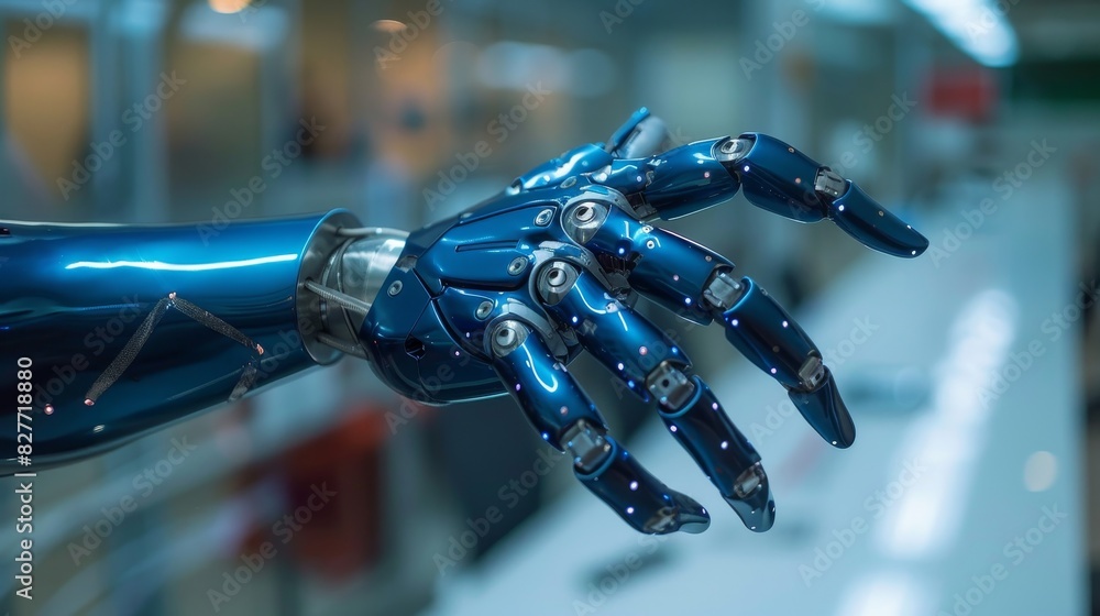 A robotic hand with a black and orange background A robotic hand with a black and orange background