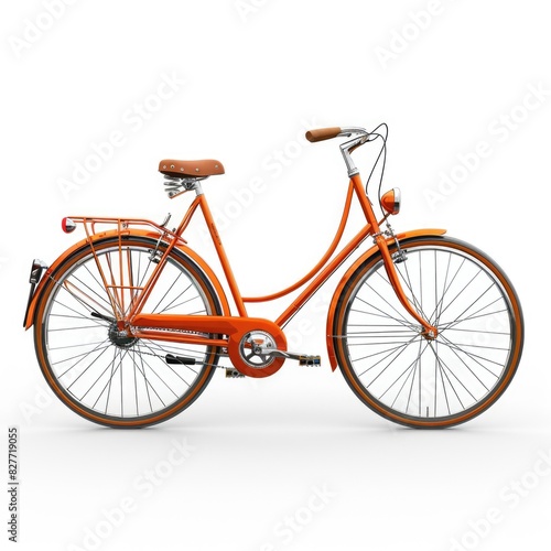 Chic and Stylish Orange Bicycle Isolated on White Background, Highlighting Modern Design and Vibrant Color for Urban Cycling Enthusiasts 