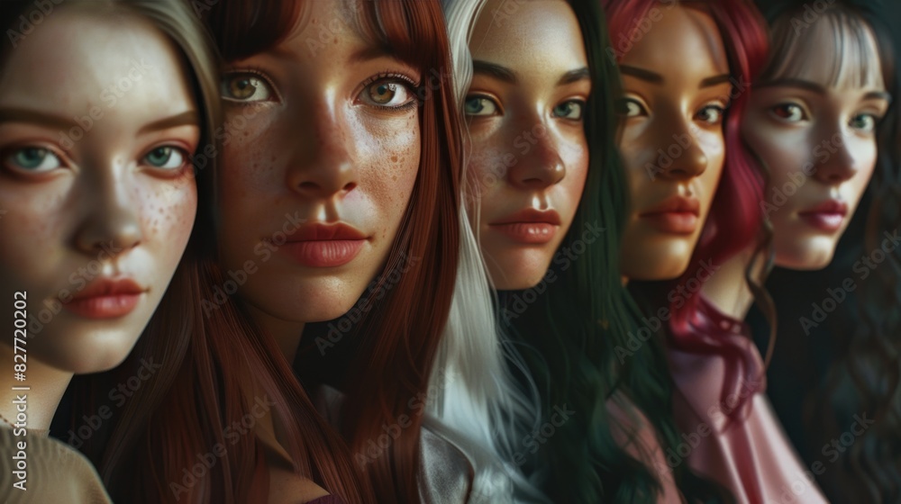 Diverse Group of Young Women with Different Hair Colors Diverse Group of Young Women with Different Hair Colors