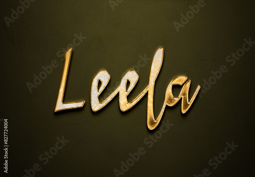 Obraz na płótnie Old gold text effect of Hindi name Leela with 3D glossy style Mockup