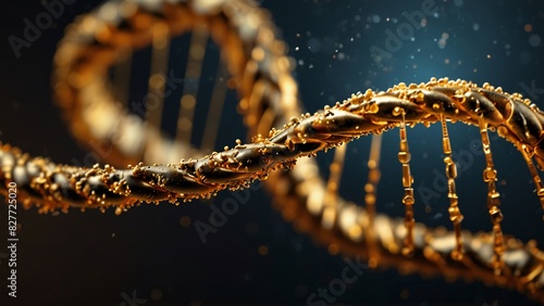 Abstract black and gold background beautiful human DNA