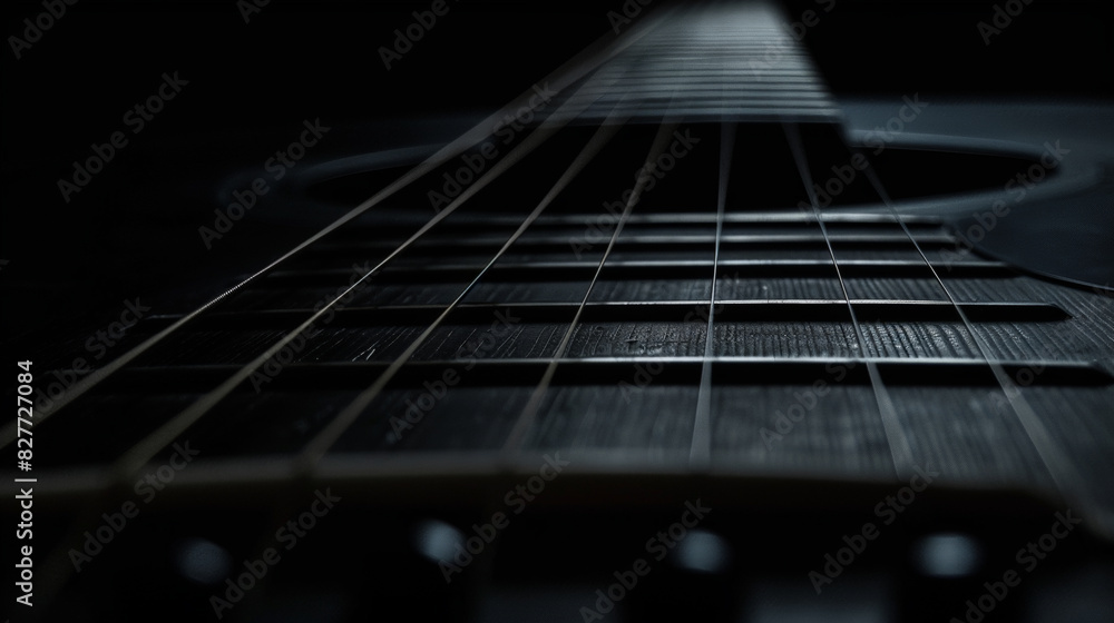 Minimalist Harmony: Black Guitar Strings Close-up. Generative AI Minimalist Harmony: Black Guitar Strings Close-up. Generative AI