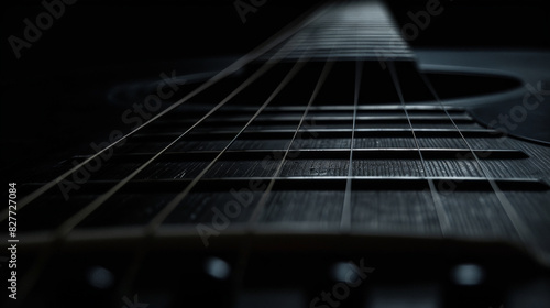 Minimalist Harmony: Black Guitar Strings Close-up. Generative AI