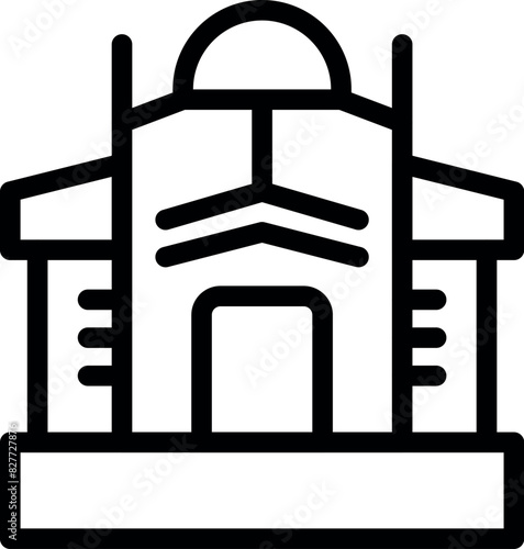 Black line icon of a courthouse, representing legal and judicial concepts
