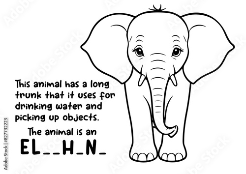 coloring book animal and unique fact about elephant