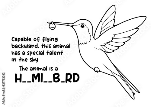coloring book animal and unique fact about hummingbird