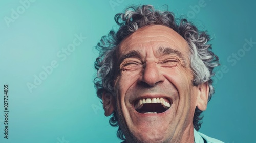 The laughing elderly man photo