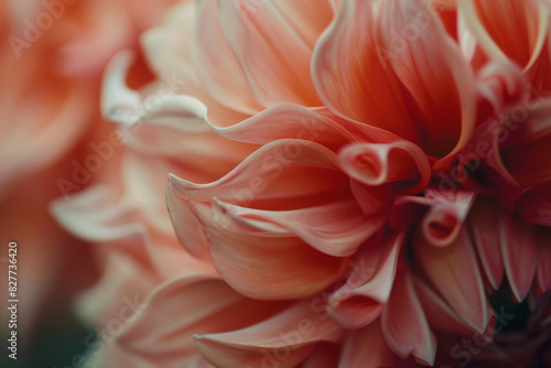 Close up of Peach Colored Dahlia Petals Capturing Natural Beauty and Delicate Details © smth.design