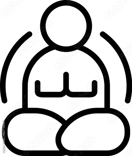 Black line icon of a person in a yoga meditation pose, representing calm and mindfulness