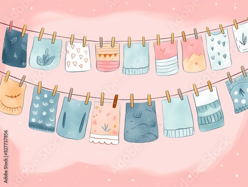 hand painted doodle background, cute Clothes Dryer theme pastel color
