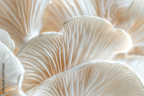 Close up of White Mushroom Gills Nature's Intricate Patterns