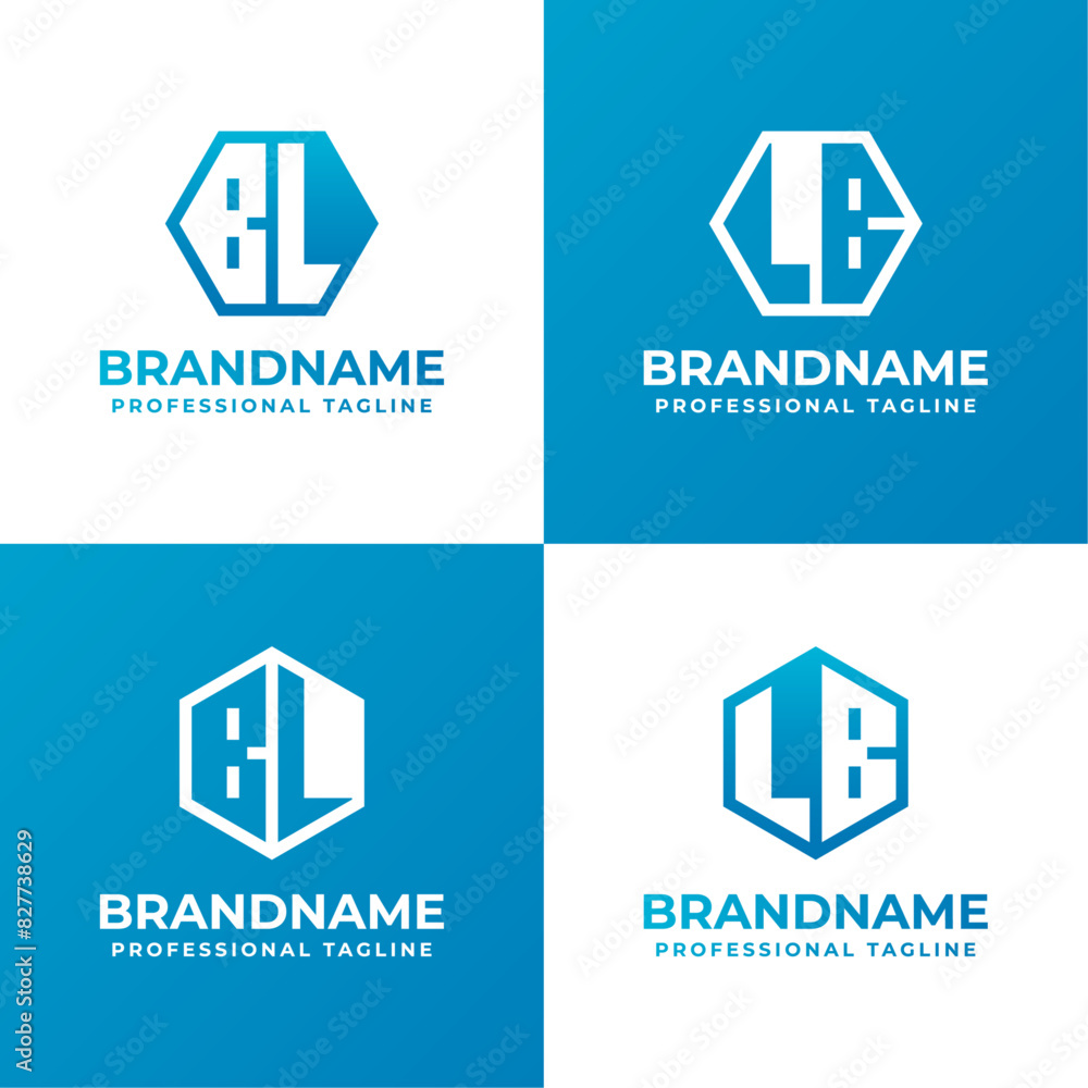 Letters BL and LB Hexagon Logo Set, suitable for business with LB or BL initials Letters BL and LB Hexagon Logo Set, suitable for business with LB or BL initials