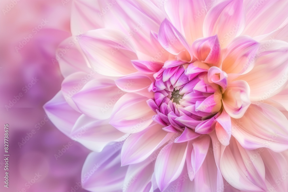 Close Up of Pink and Purple Dahlia Flower with Soft Focus Background