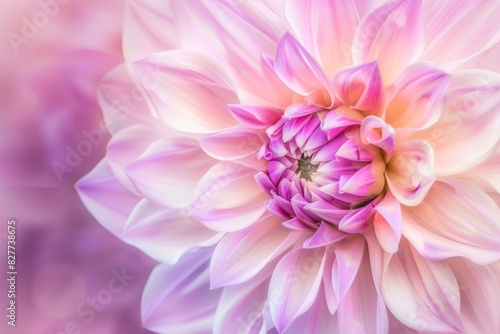 Close Up of Pink and Purple Dahlia Flower with Soft Focus Background
