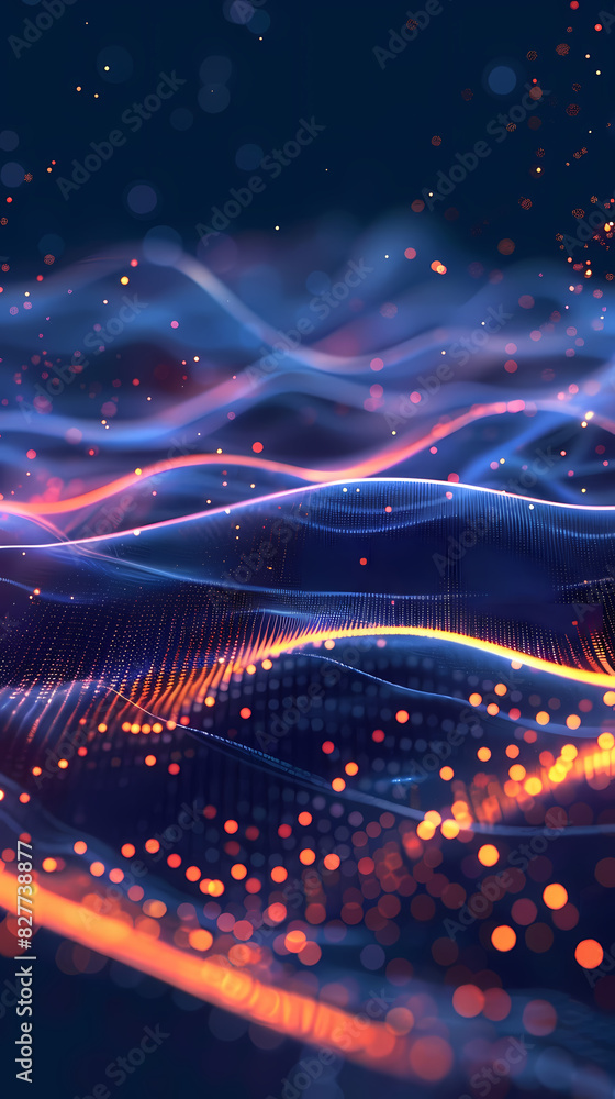 Obraz premium Abstract glowing dots and waves