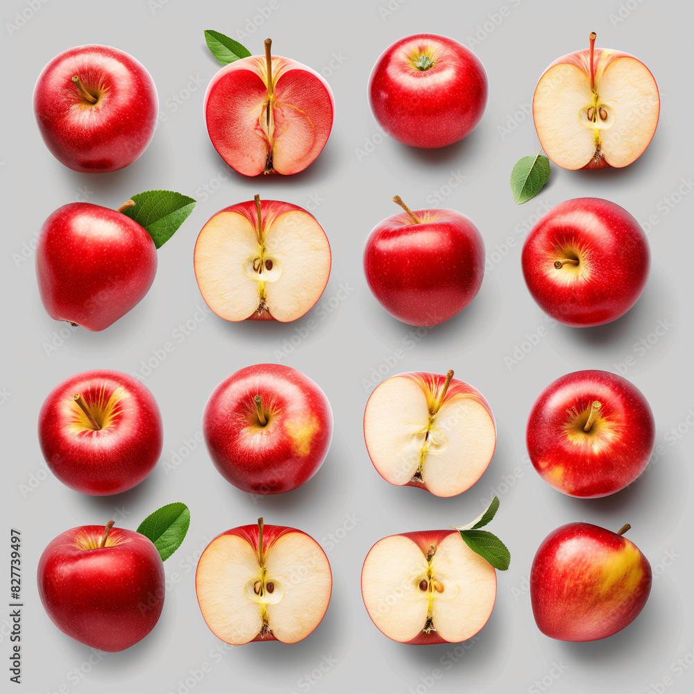 Fresh, delicious red apples and sliced apples. Fresh, delicious red apples and sliced apples.