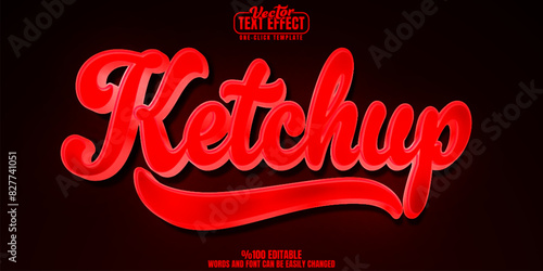 Ketchup editable text effect, customizable sauce and tomato 3d font style