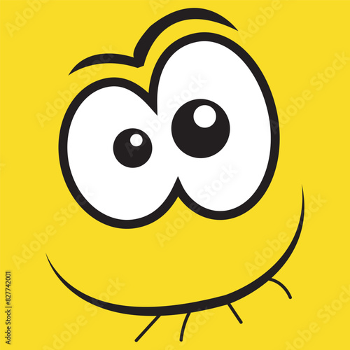 Happy cartoon faces with different expressions. Different facial expressions, vector illustrations