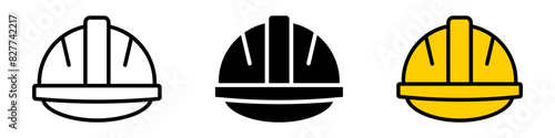 Hard hat helmet icon. Engineer cap vector illustration. Construction symbol. Industrial equipment icons isolated.