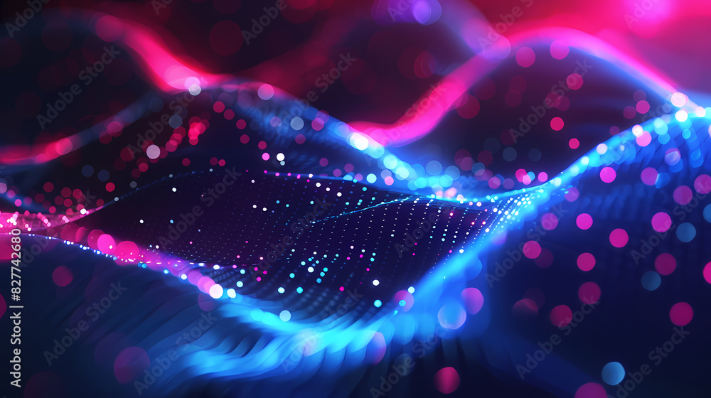 Abstract glowing dots and waves Abstract glowing dots and waves