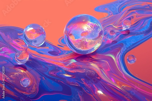 Vibrant water droplets in abstract painting creation