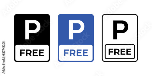 Free parking sign. Free parking zone for cars isolated illustration.