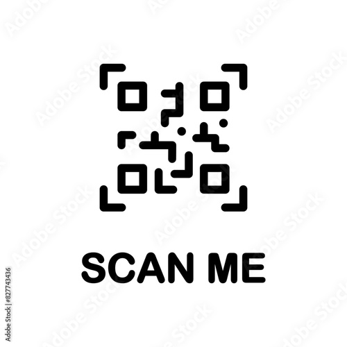 QR code icon. Scan me symbol. Barcode vector illustration isolated.