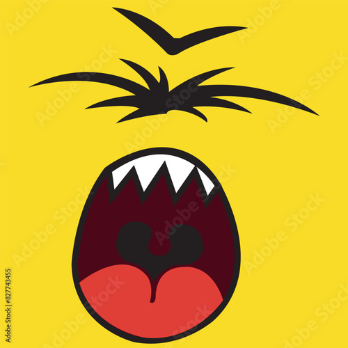 Happy cartoon faces with different expressions. Different facial expressions, vector illustrations