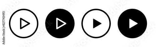 Play button icon set. Start symbol vector illustration isolated. Web media interface play sign.