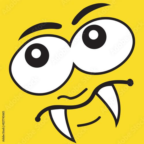 Happy cartoon faces with different expressions. Different facial expressions, vector illustrations