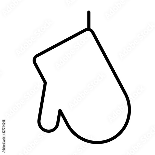 Illustration depicting a black kitchen mitten on a white background