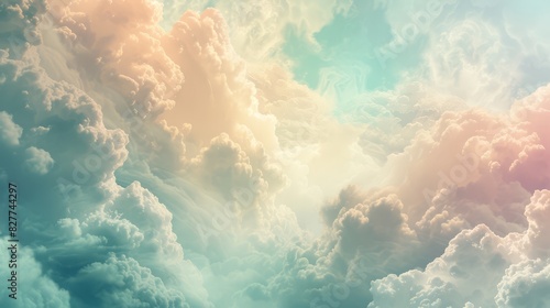 a surreal and dreamy cloudscape texture background with ethereal swirls and pastel hues photo