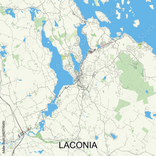 Laconia, New Hampshire, United States map poster art photo