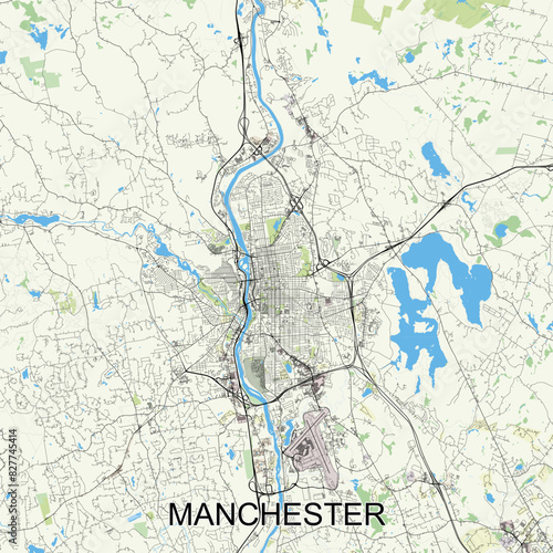 Manchester, New Hampshire, United States map poster art
