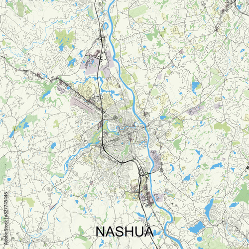 Nashua, New Hampshire, United States map poster art