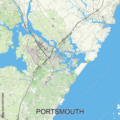 Portsmouth, New Hampshire, United States map poster art