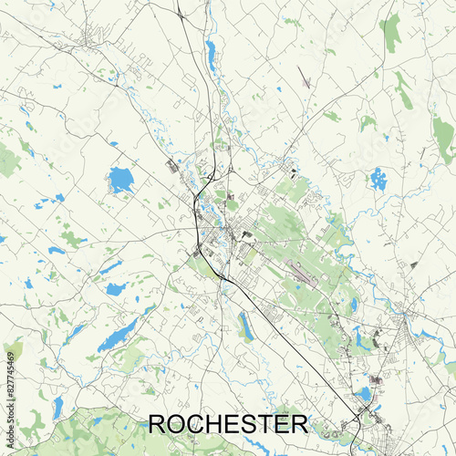 Rochester, New Hampshire, United States map poster art
