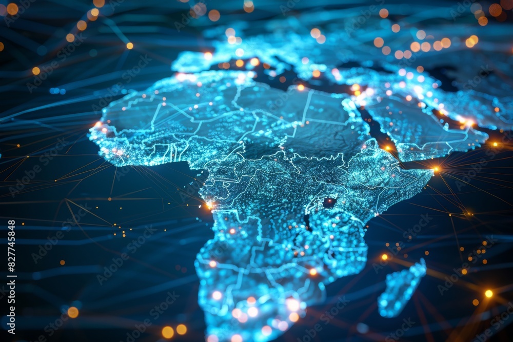 Digital Map of Africa Network Connection created with Generative AI Digital Map of Africa Network Connection created with Generative AI