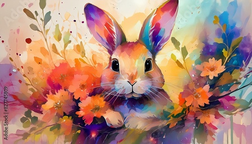 Wallpaper Mural Whimsical bunny watercolor illustration. Torontodigital.ca