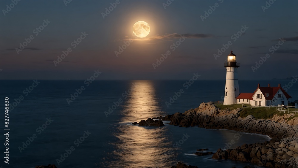 lighthouse on a rocky coast is centered in the image. lighthouse on a rocky coast is centered in the image.