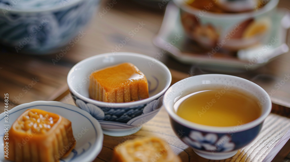 Traditional chinese tea and sweets. Aromatic Chinese tea served with delicious traditional sweets, perfect for cultural celebrations and moments of tranquility. Traditional chinese tea and sweets. Aromatic Chinese tea served with delicious traditional sweets, perfect for cultural celebrations and moments of tranquility.