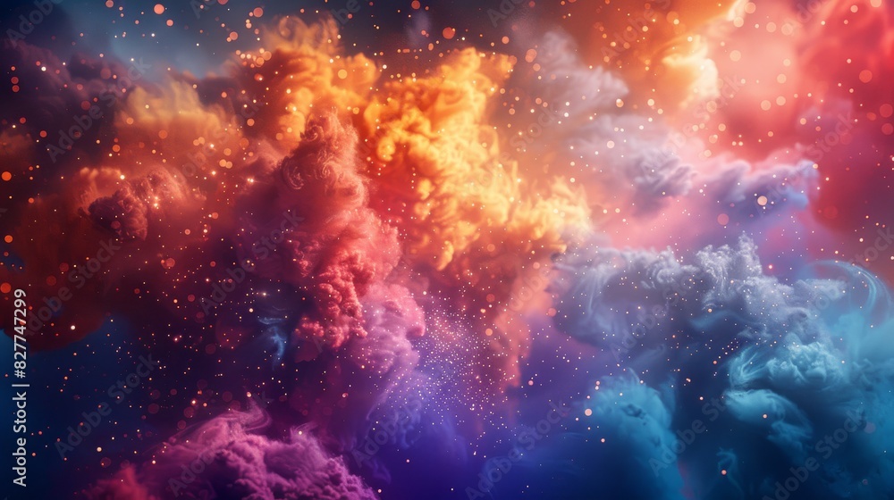 3D Particle explosions in vibrant colors