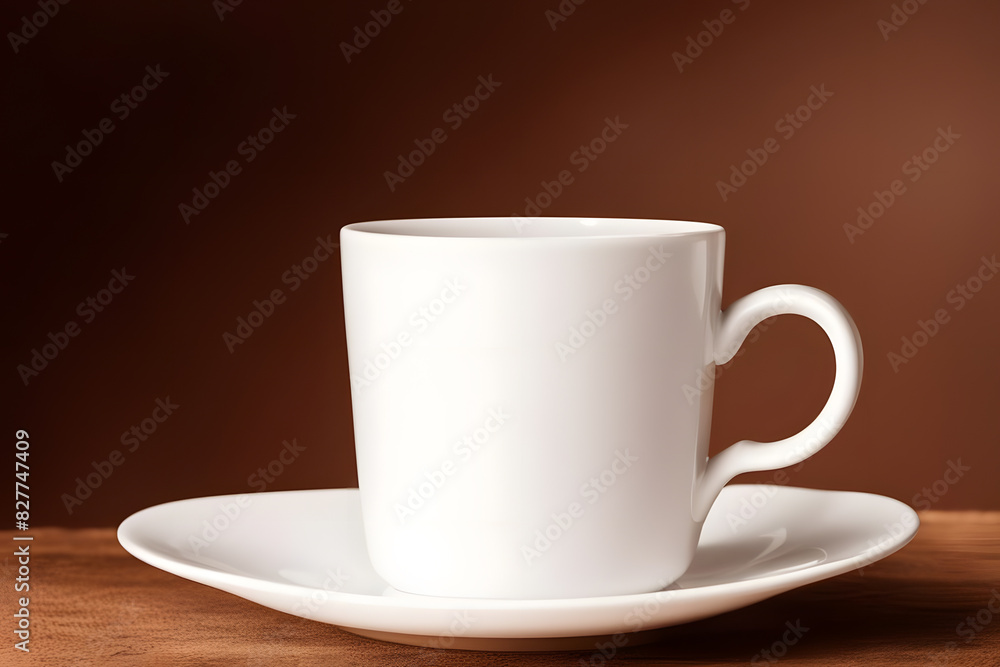 Coffee cup on wooden table in front of blurred background. Coffee cup on wooden table in front of blurred background.