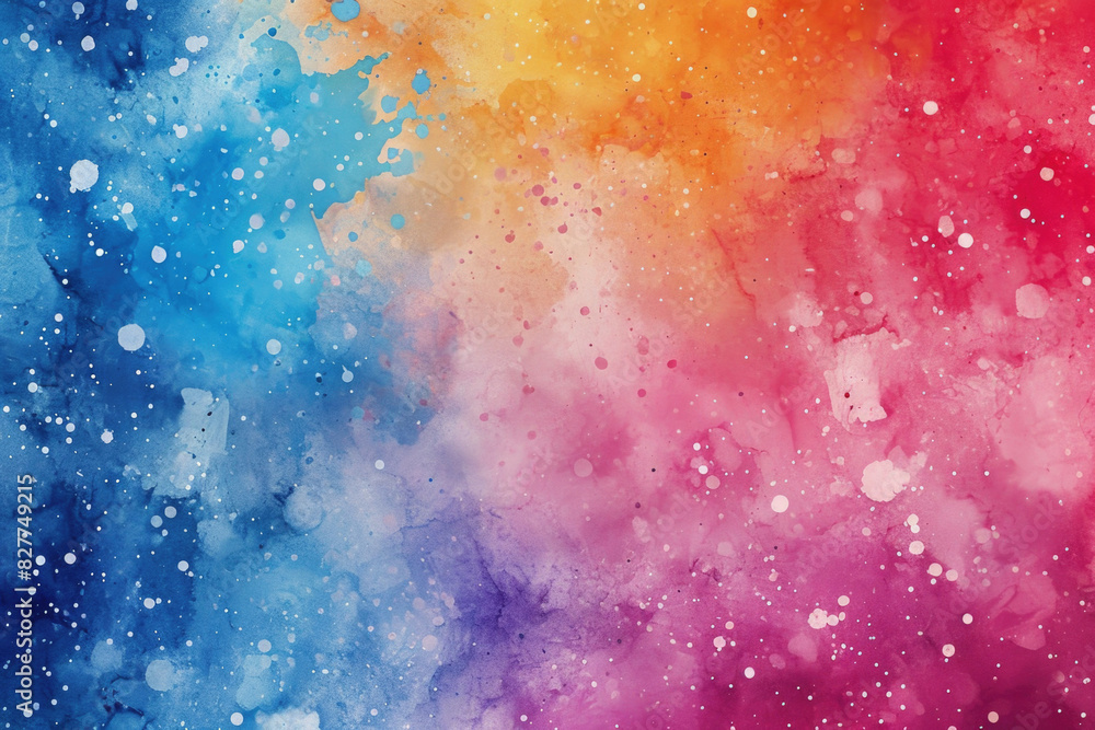 Fototapeta premium Colorful Watercolor Galaxy with Bubbles and Grunge Texture