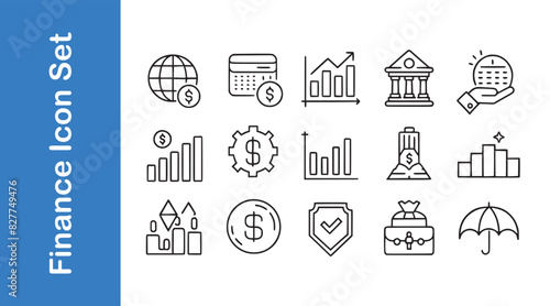 The finance line icon is set with an editable vector. 