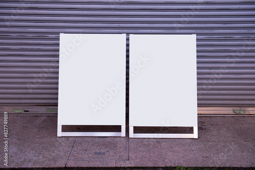 Large blank billboard on a street wall, banners with room to add your own text