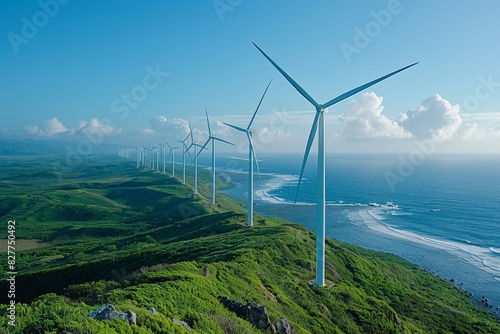 Wind Turbines on Coastal Green Hills