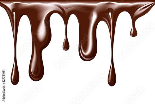 melted chocolate effect isolated on transparent background ,chocolate melts down ,generative ai